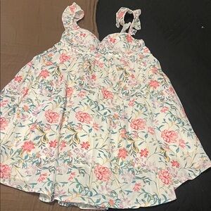 SHEIN Floral Asymmetrical Dress - Pink and White